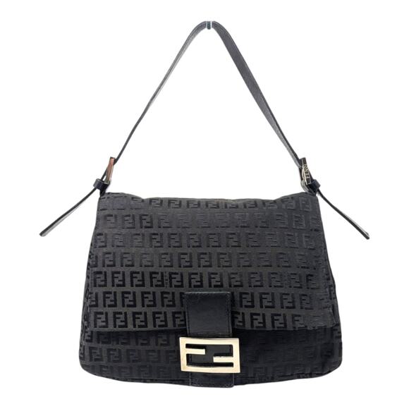 Fendi Zucchino Mama Forever baguette shoulder bag hobo black monogram vintage